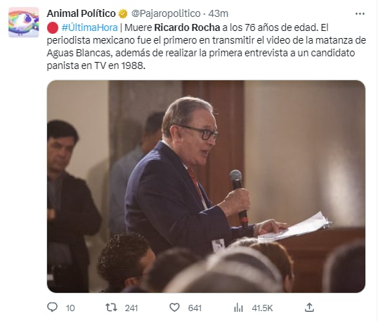 Colegas, miembros de la política, familia y amigos han expresado su dolor