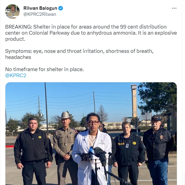 Autoridades reportan fuga química y alerta para ciertas áreas del condado de Harris