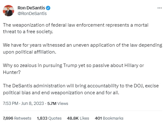 Ron DeSantis rompe el silencio sobre la nueva acusación de Donald Trump