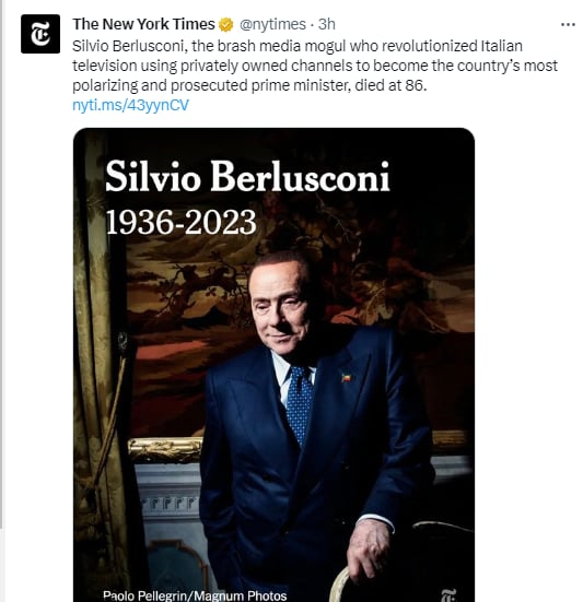 Muere el ex primer ministro Silvio Berlusconi