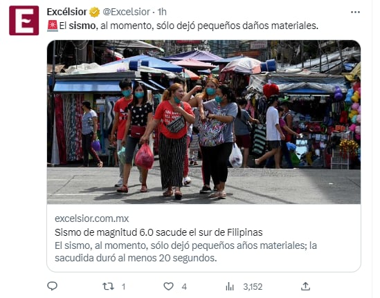 A tan sólo 10,112 millas de distancia un fuerte sismo remeció Filipinas