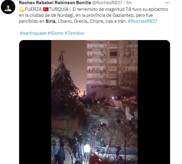 Siria también resultó con afectaciones tras sismo de 7.8
