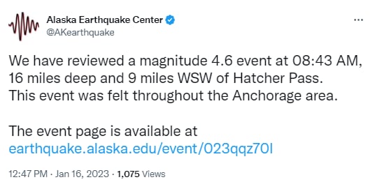 El Centro de Terremotos en Alaska hace un par de minutos confirmó el movimiento tectónico