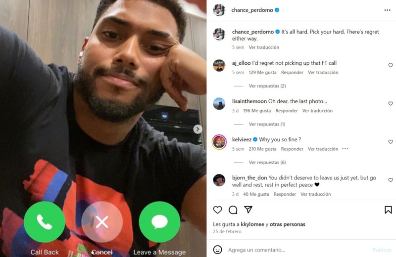 causa muerte Chance Perdomo, redes sociales, Instagram, publicaciones, MundoNOW