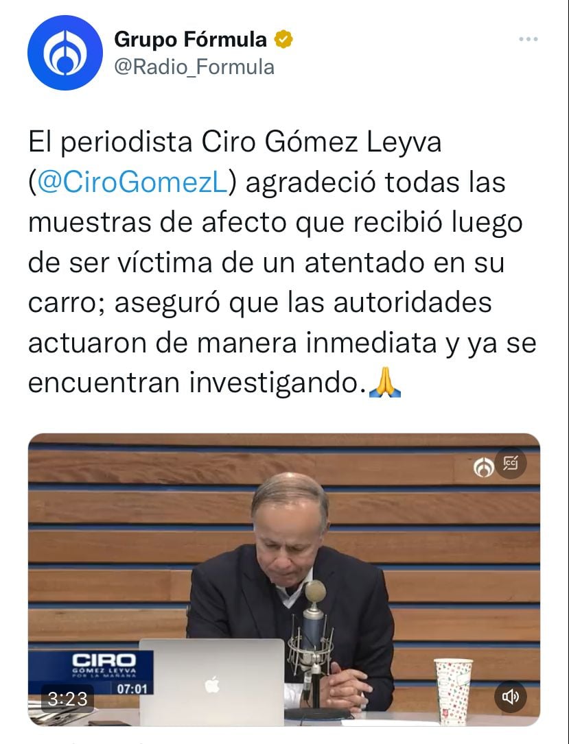 AMLO rompe el silencio tras ataque a Ciro Gómez Leyva
