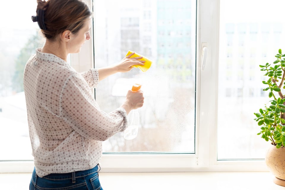 Washing, window, Spray Bottle,, Ecological, woman