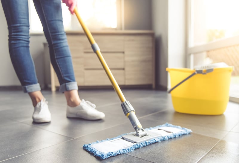 woman, cleaning, floor, home, vinegar