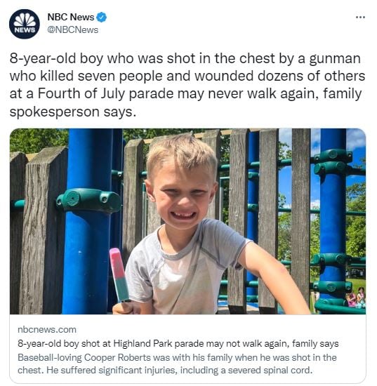 Triste noticia sobre niño de 8 años herido en tiroteo en Highland Park
