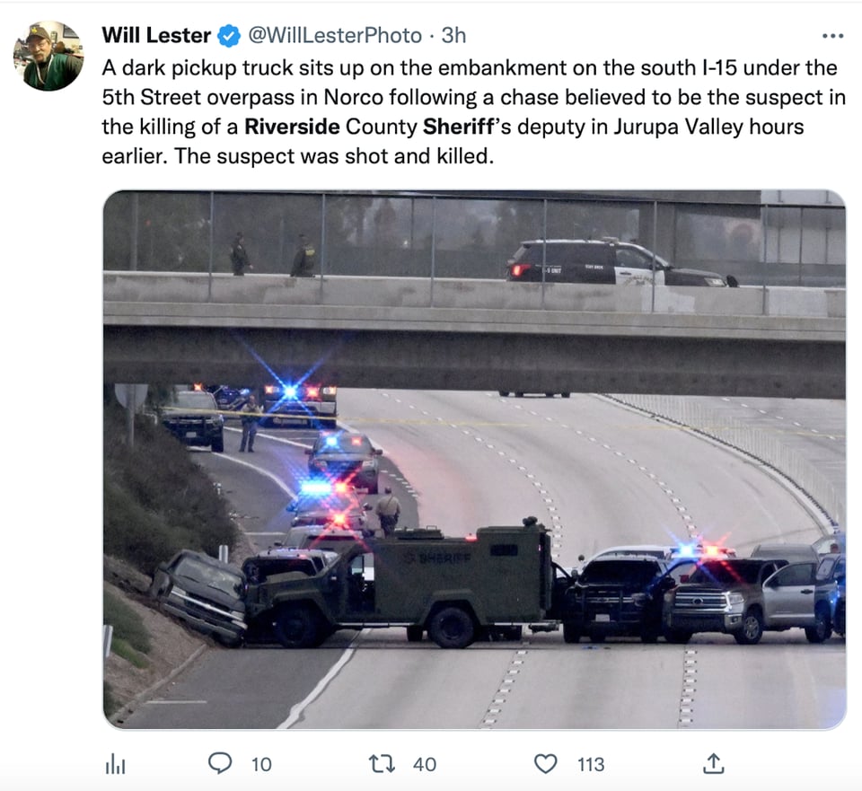 La persecución colapsó varias carreteras de California