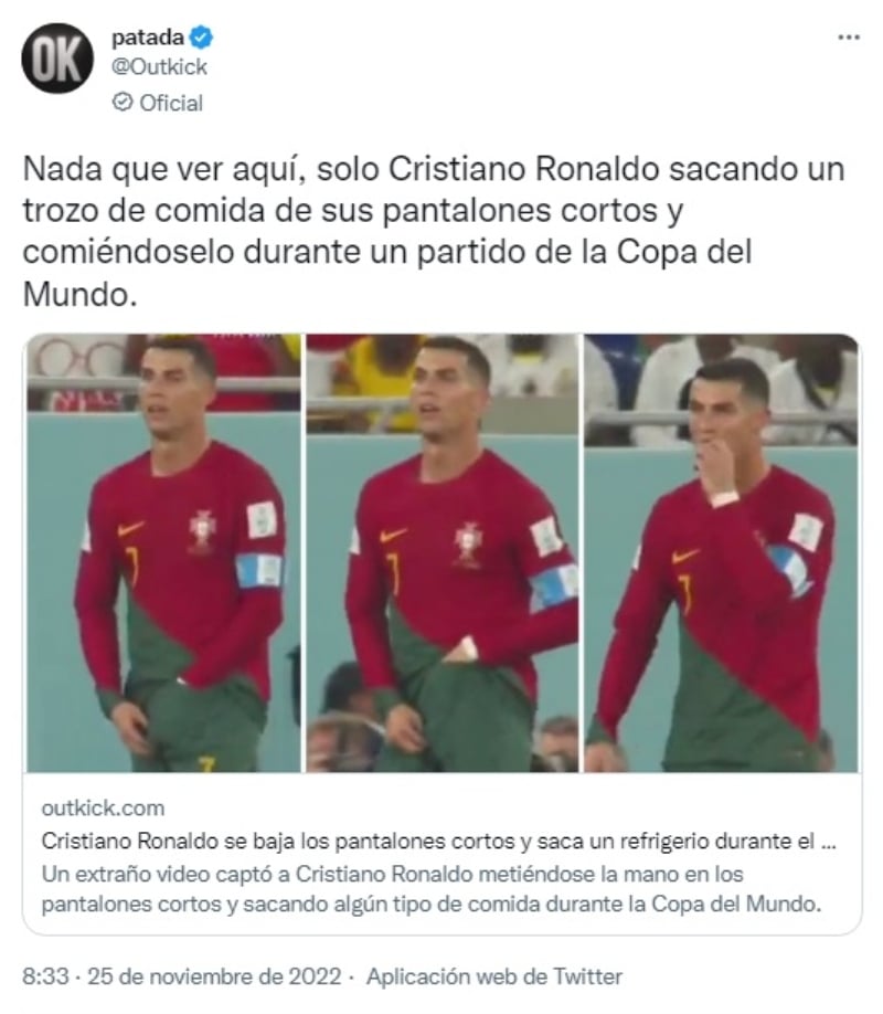 Cristiano Ronaldo baja los shorts en pleno Mundial