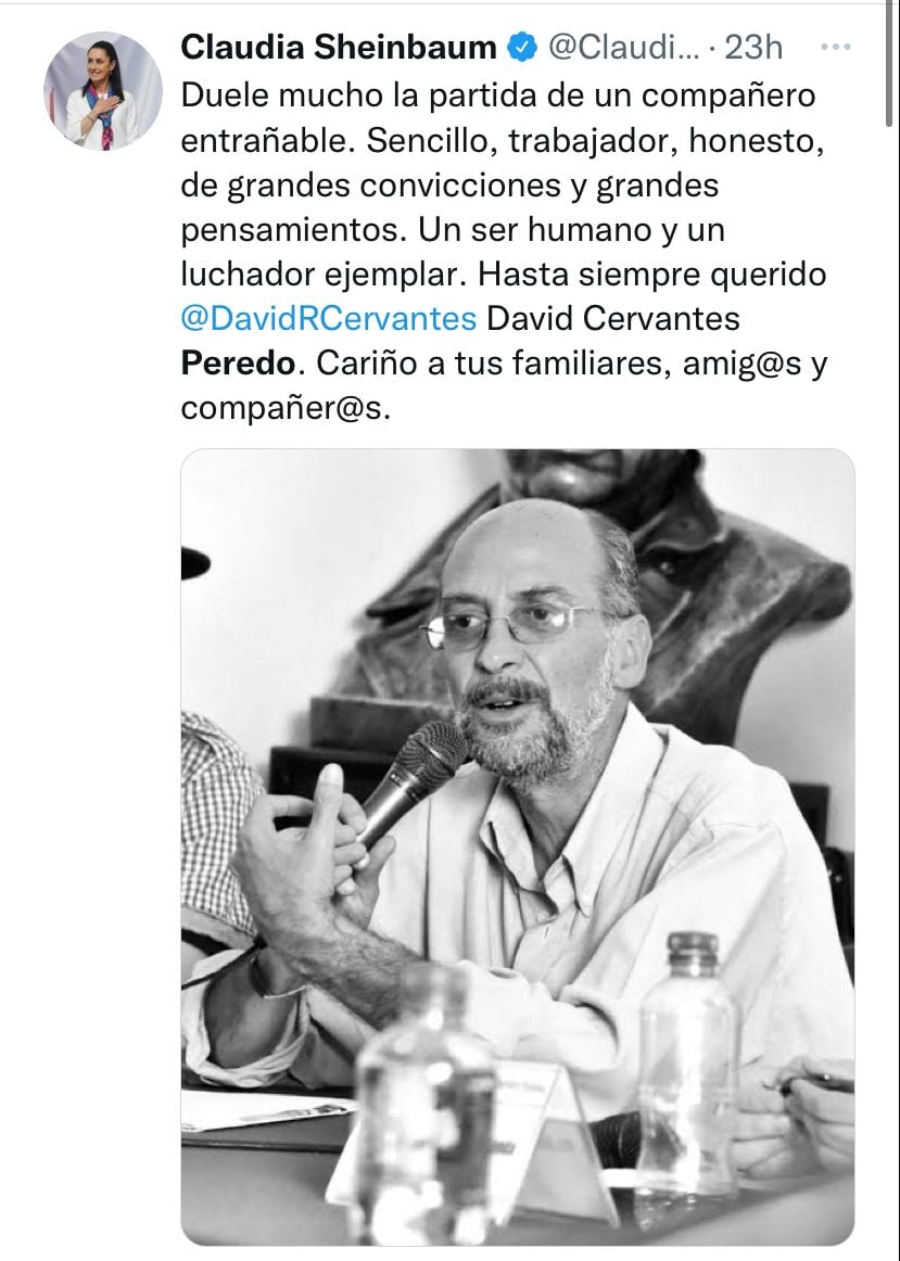AMLO no fue el único de luto tras la muerte de David Cervantes Peredo