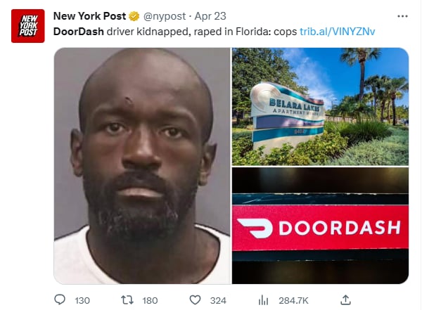 Conductora DoorDash secuestrada