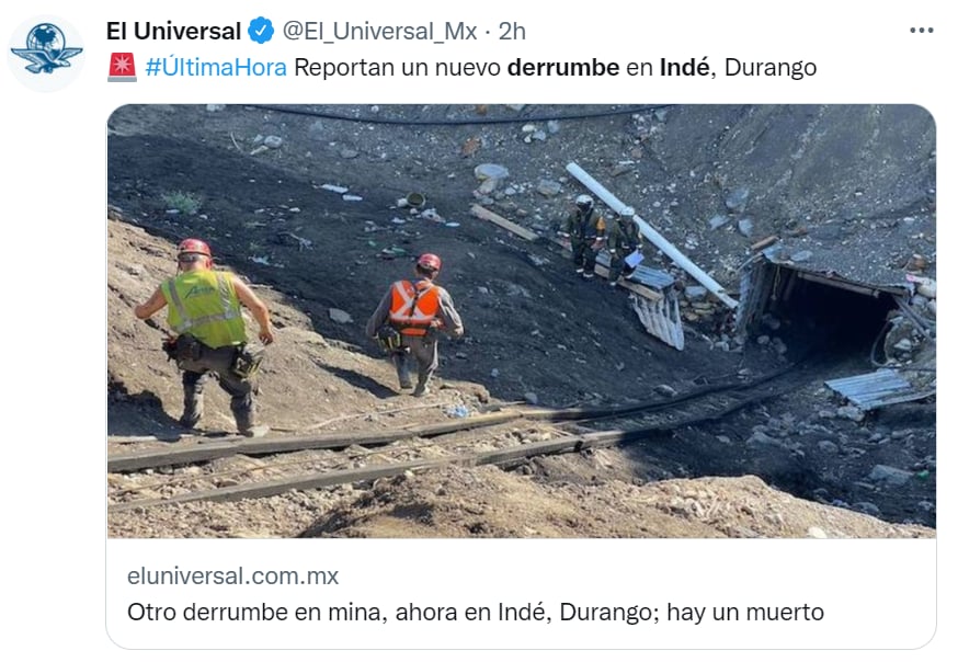 Derrumbe mina Indé Durango