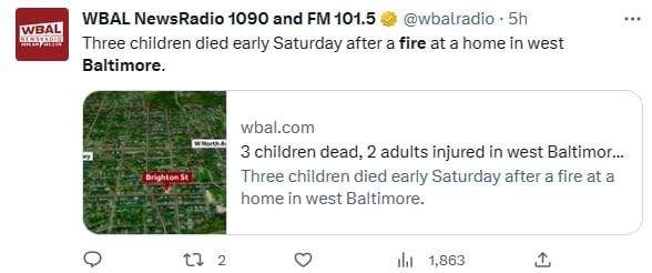 Mueren niños incendio Baltimore
