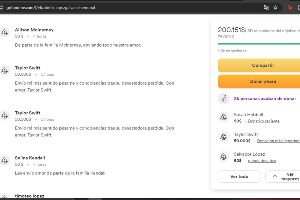 Taylor Swift donación a Lisa López-Galván, Kansas City, Chiefs, Lisa López GoFundMe, Taylor Swift