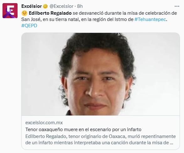 Muere tenor mexicano infarto