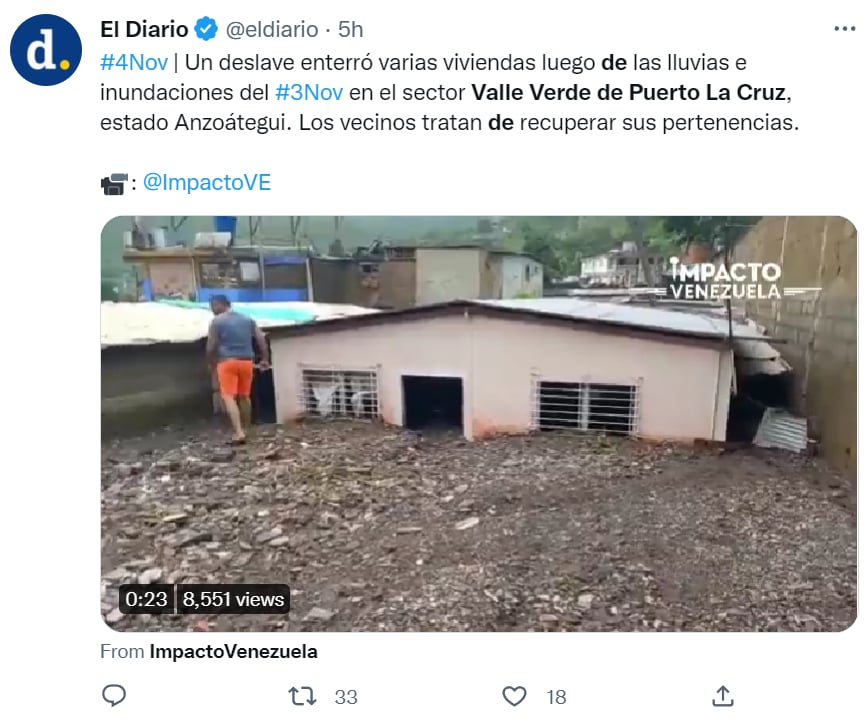 Lluvias deslaves Anzoátegui Venezuela