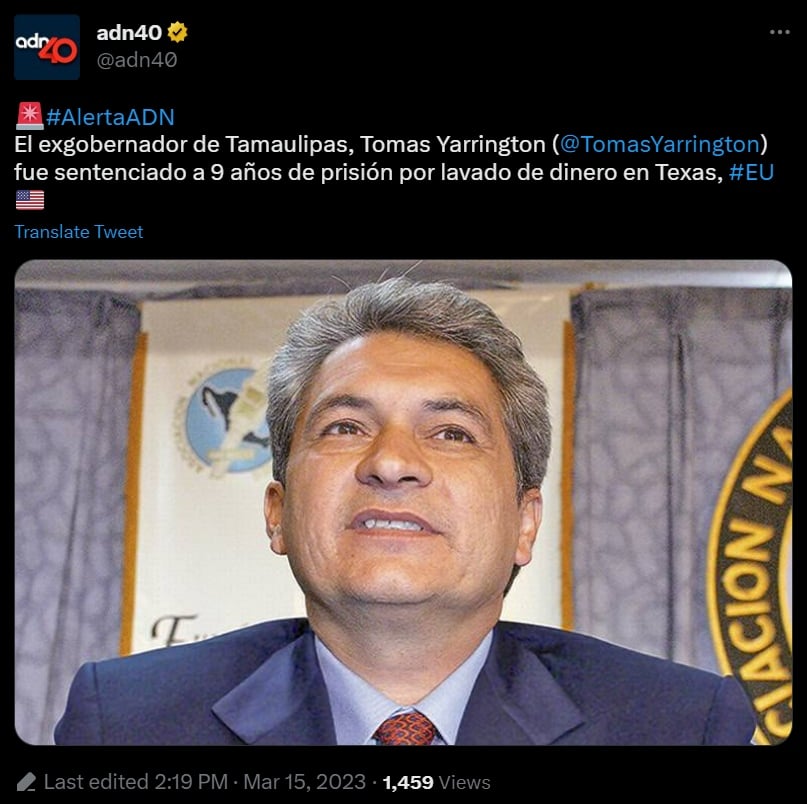 Exgobernador de Tamaulipas que fue condenado a prisión se declaró culpable en 2021