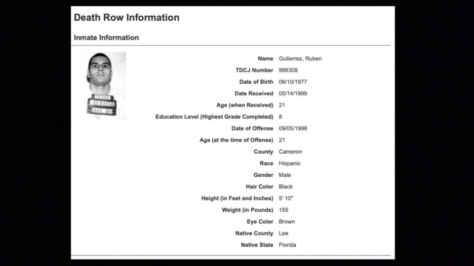 Departamento de Justicia Criminal de Texas, Rubén Gutiérrez pena de muerte, pena de muerte, Rubén Gutiérrez, MundoNOW
