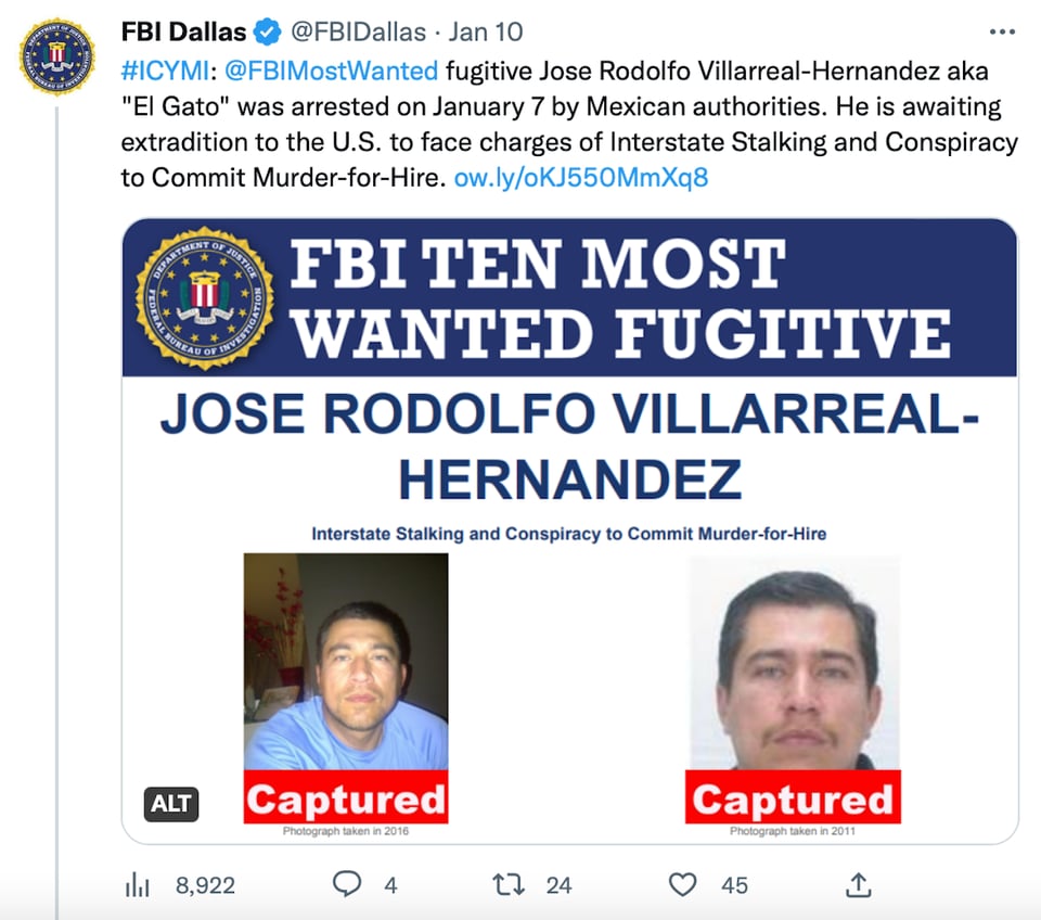 'El Gato' awaits the date to be extradited to the United States