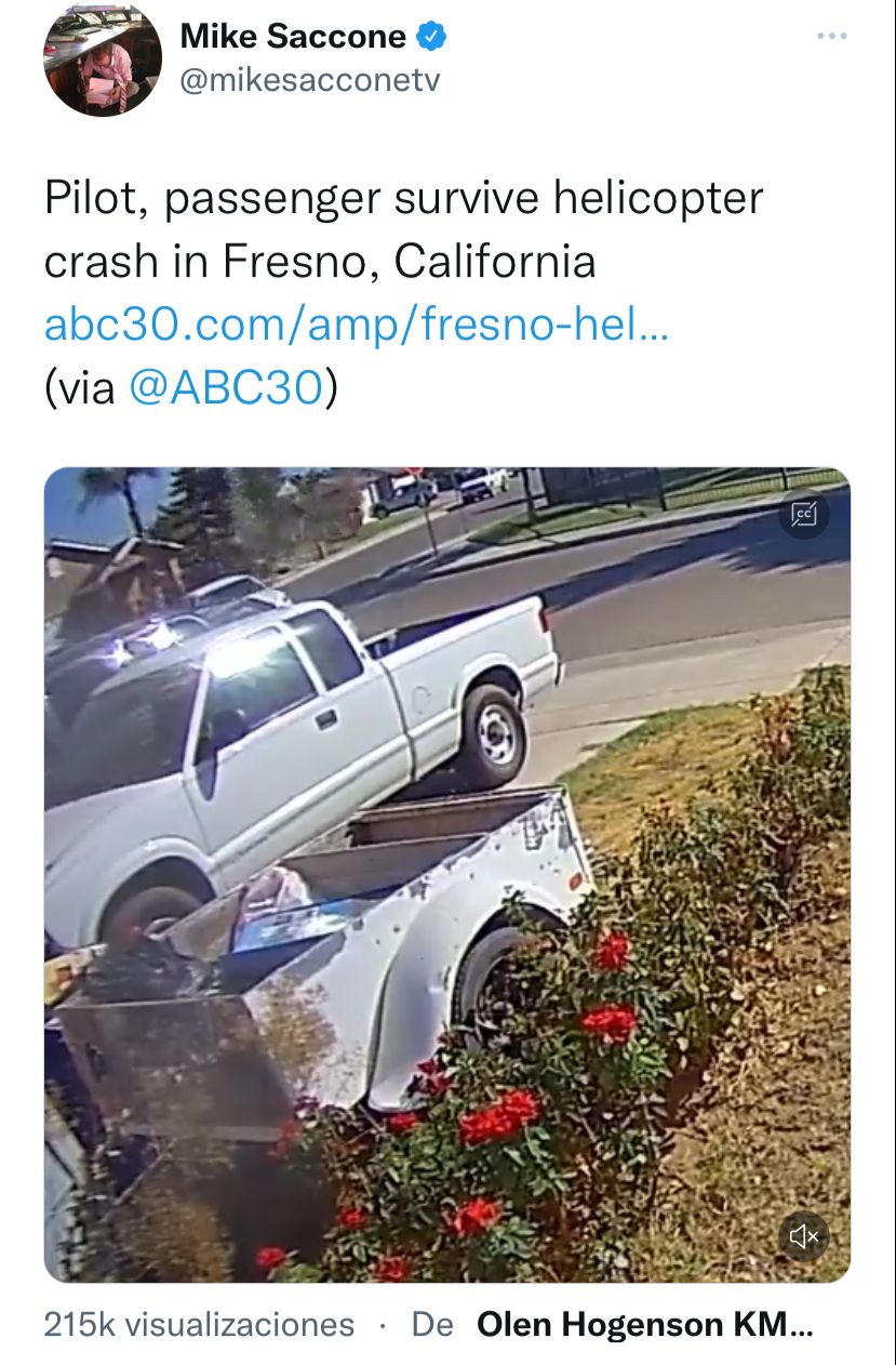 Se estrella helicóptero en California