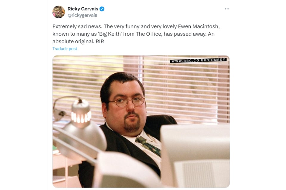 Ewen MacIntosh, comediante, muerte, "The Office", MundoNow