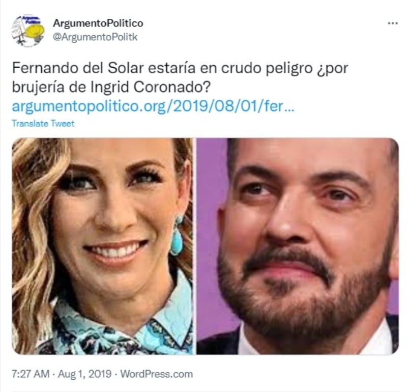 Fernando del Solar brujería: Fue una ex del conductor