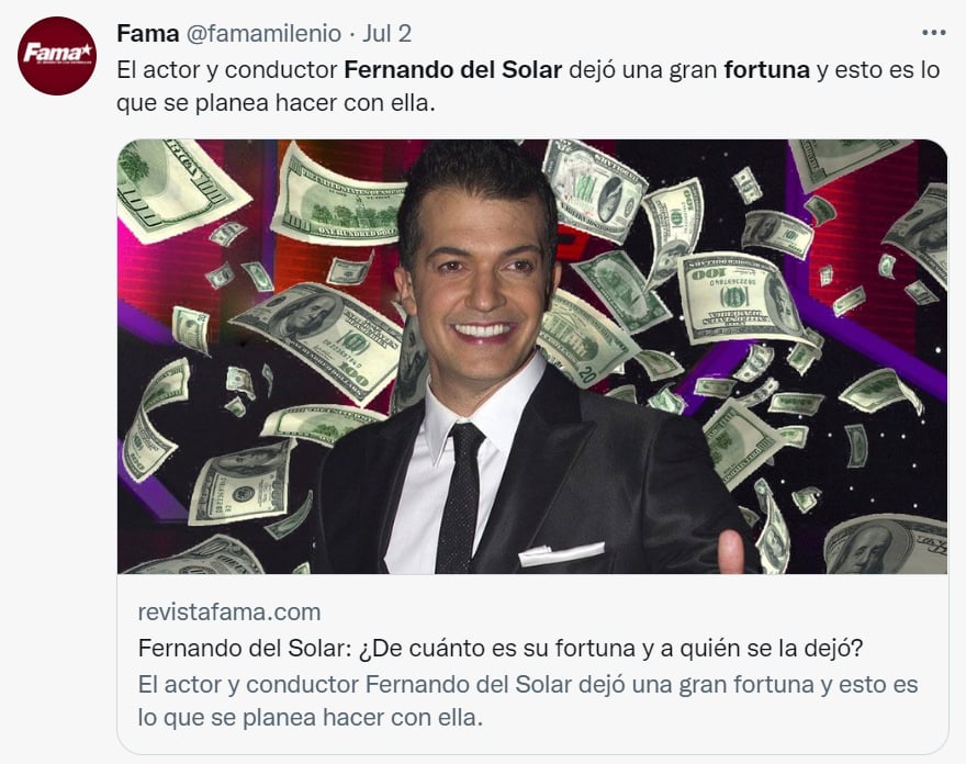 Fernando del Solar fortuna