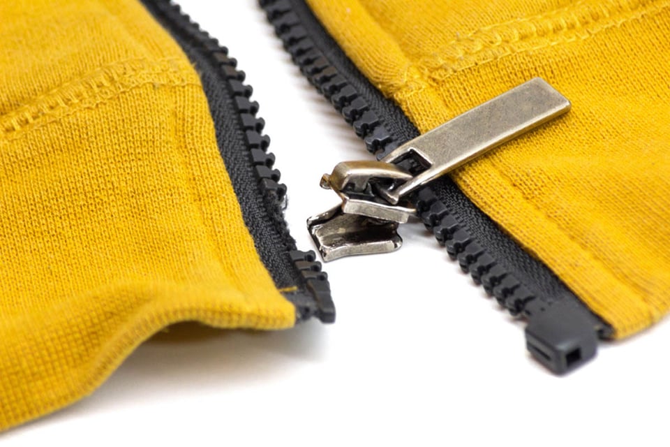 Broken zipper on yellow shirt jacket