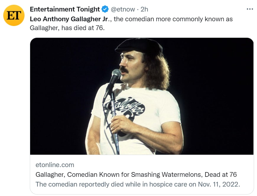 Muere comediante Gallagher