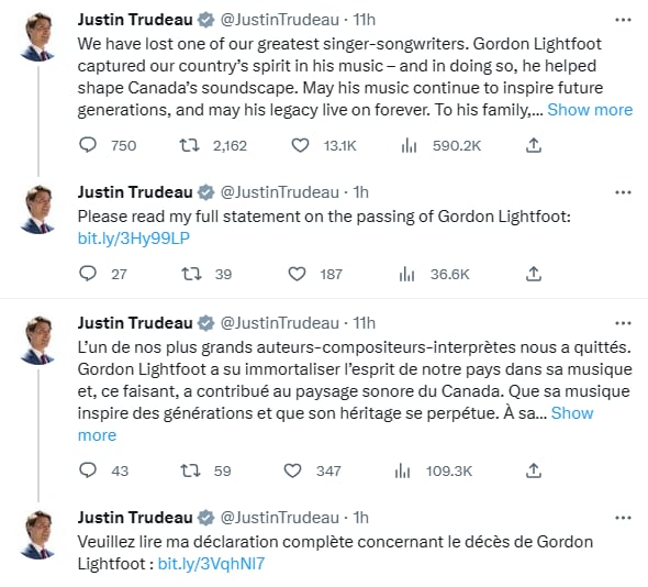 Gordon Lightfoot dies