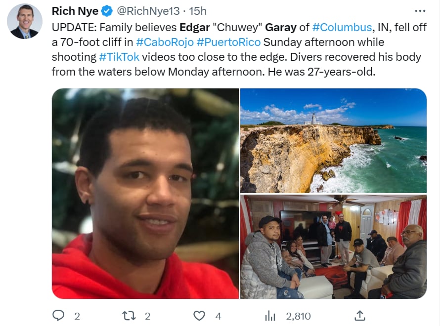 Muere TikTokker acantilado
