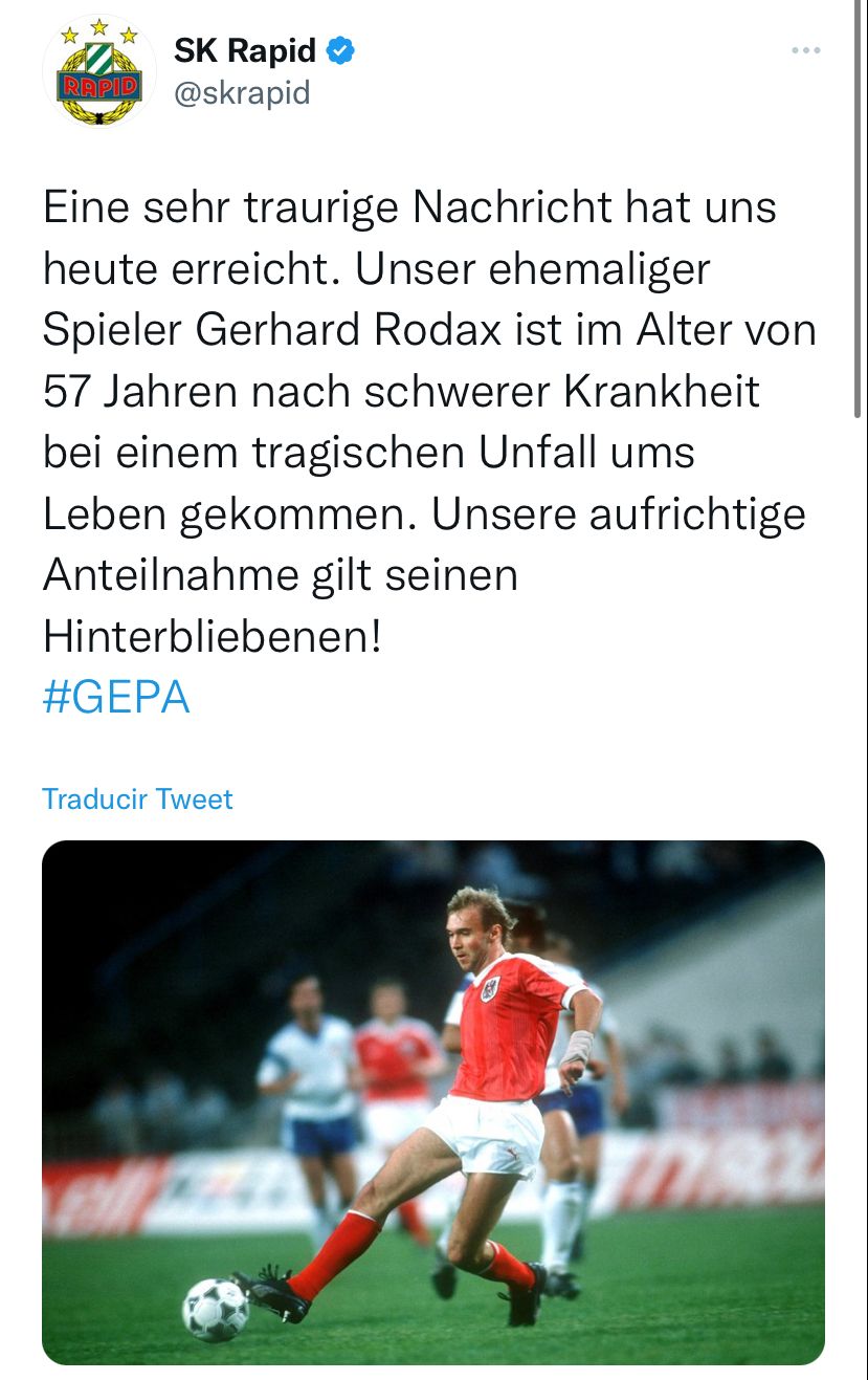 ¿De qué murió el exfutbolisa Gerhard Rodax?