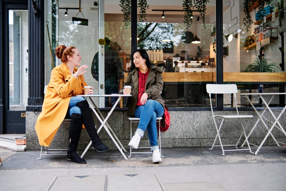 Friends, talking, cafe, support