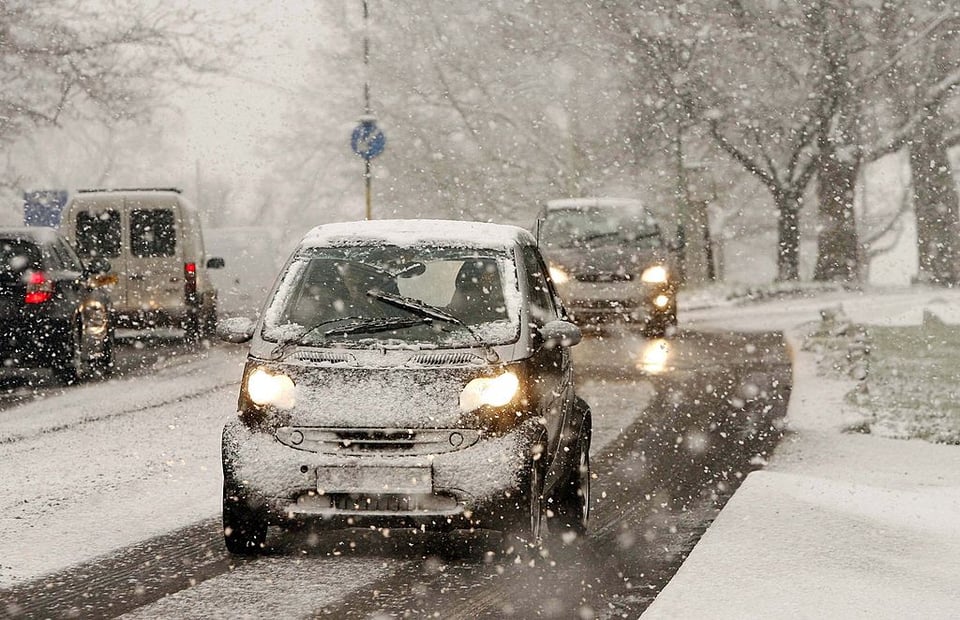 tráfico, ventisca, copos de nieve, parque, MundoNOW