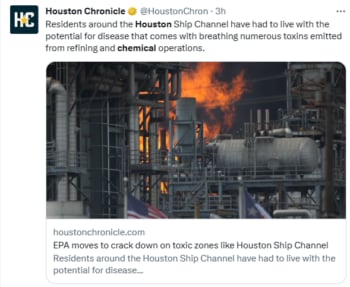 Alerta incendio químico Houston