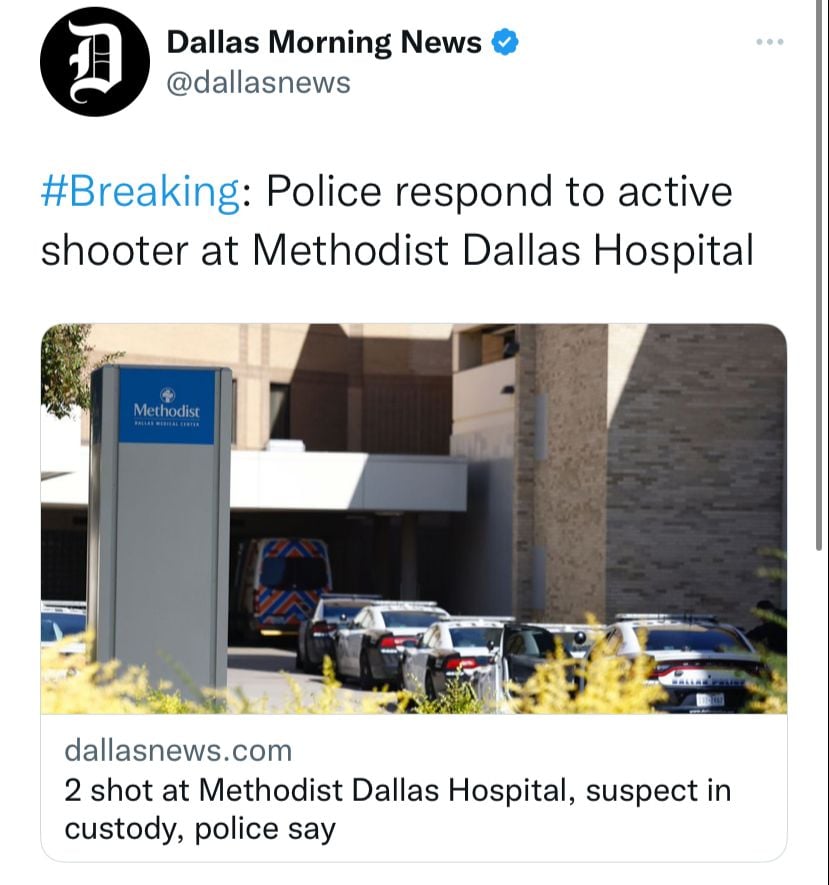 Dan los detalles del tiroteo en el Hospital Metodista de Dallas