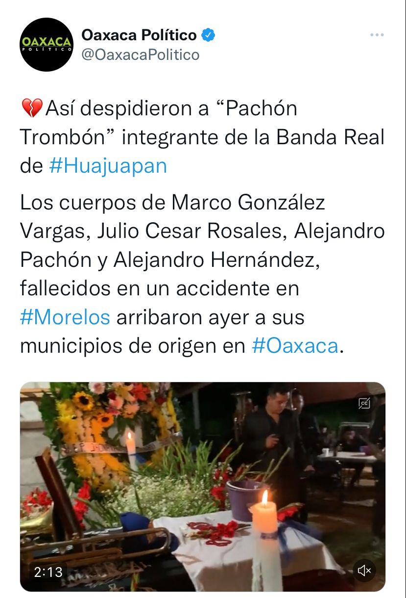 Así despidieron a "Pachón Trombón" de la Banda "Real de Huajuapan"