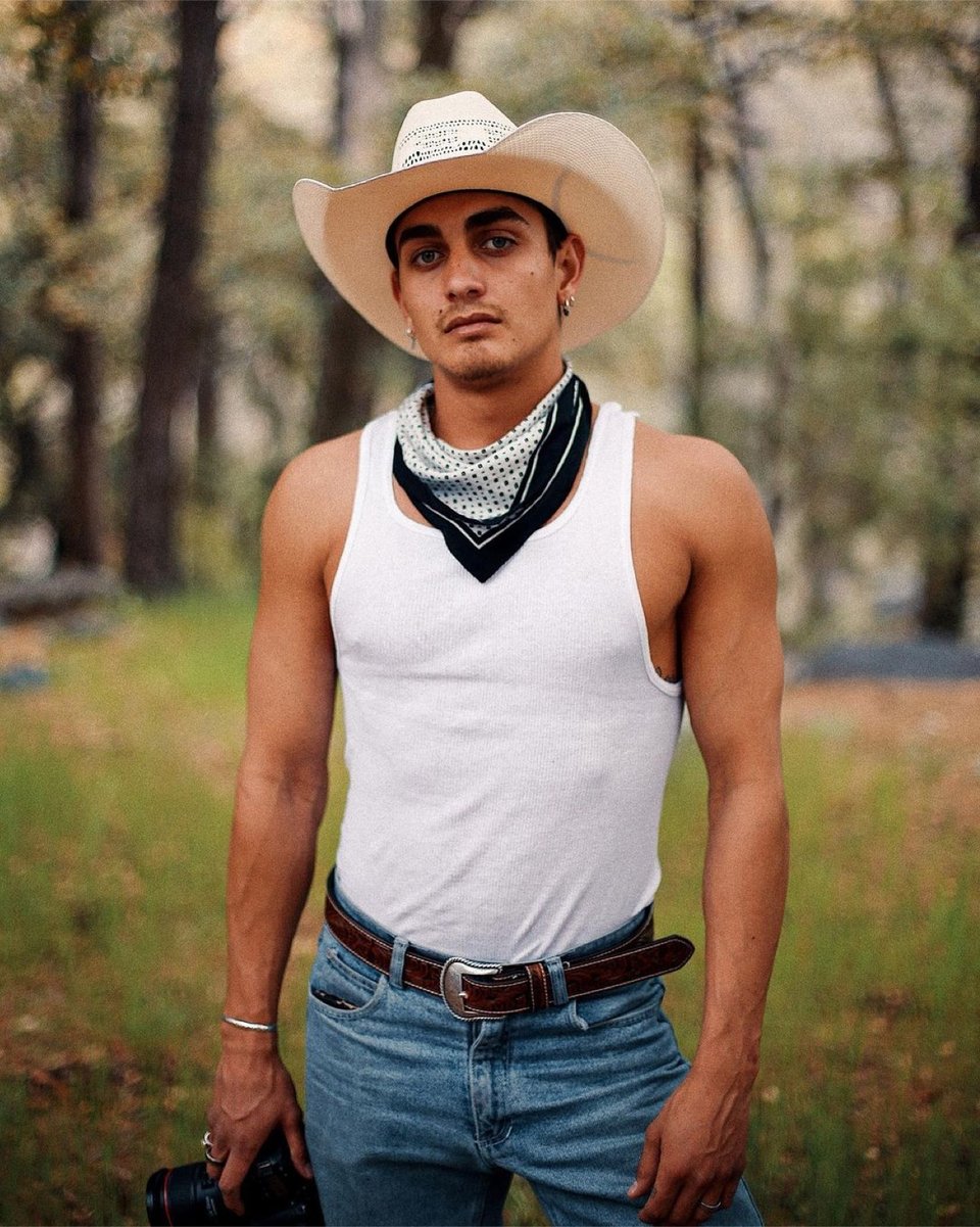 Kasey Kerbox, gay man, hat, nature, posing