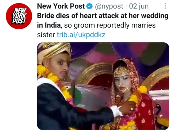 Girlfriend dies and marries her sister