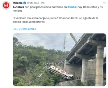 Cae autobús puente India
