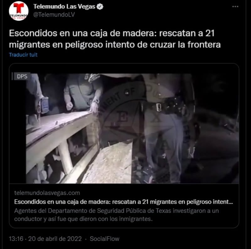 They rescue 21 immigrants locked in a box