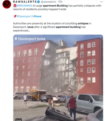 Derrumbe edificio Iowa