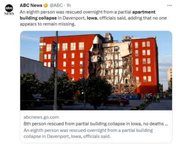 Derrumbe edificio Iowa