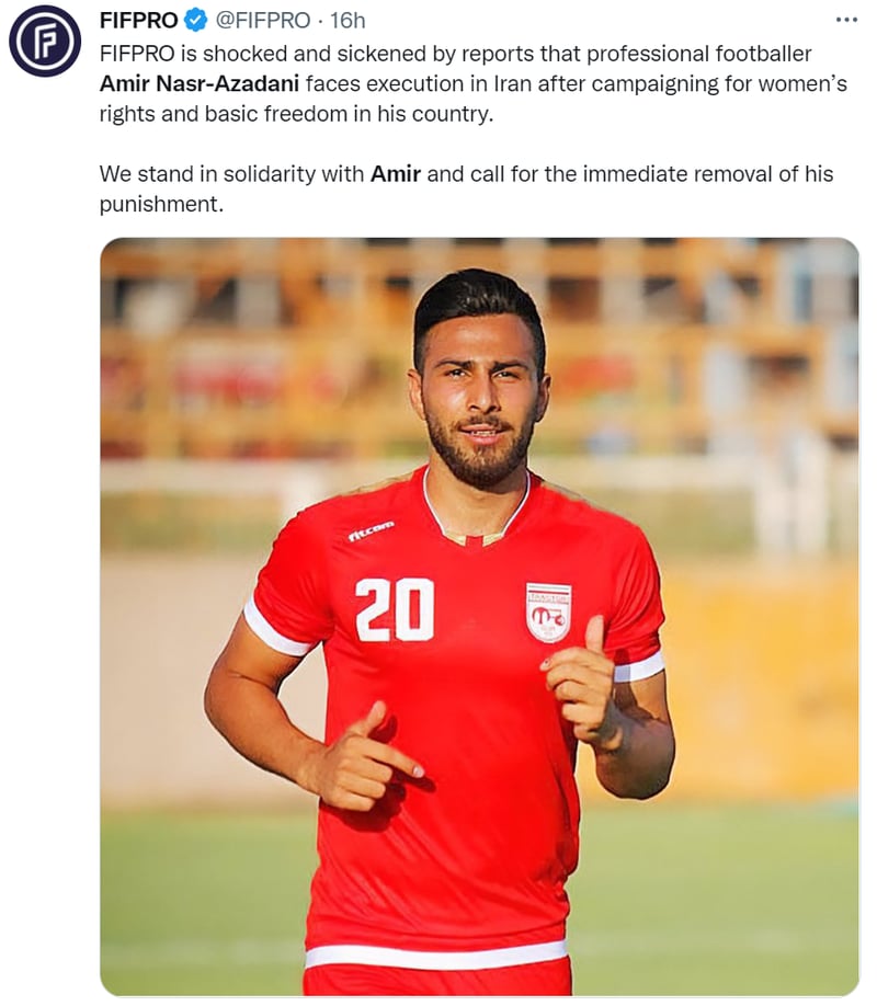 Iran condemns footballer's death