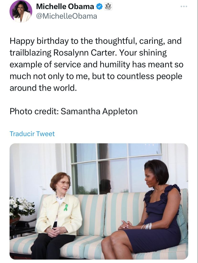Diagnostican demencia Rosalynn Carter: Ayudó estando en la Casa Blanca