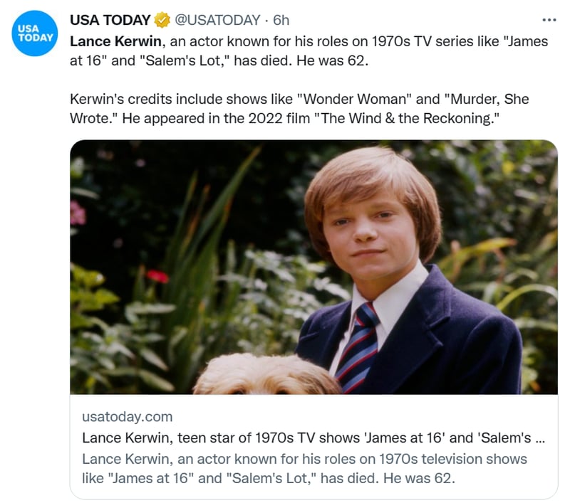 Muere actor Lance Kerwin