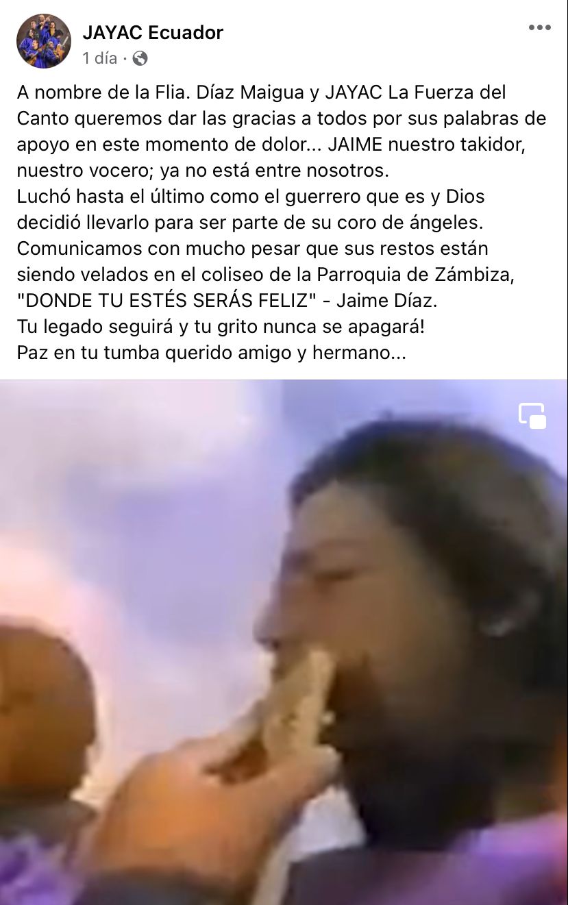 Lamentan la muerte del cantante Jaime Díaz de 'Jayac'