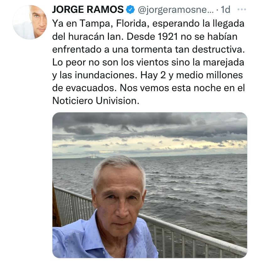 Así lo anunció el reconocido periodista en medio de la crisis por el Huracán Ian