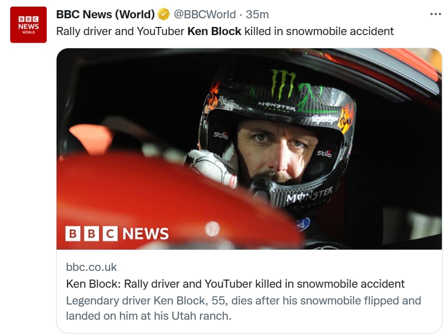 Pilot Ken Block dies